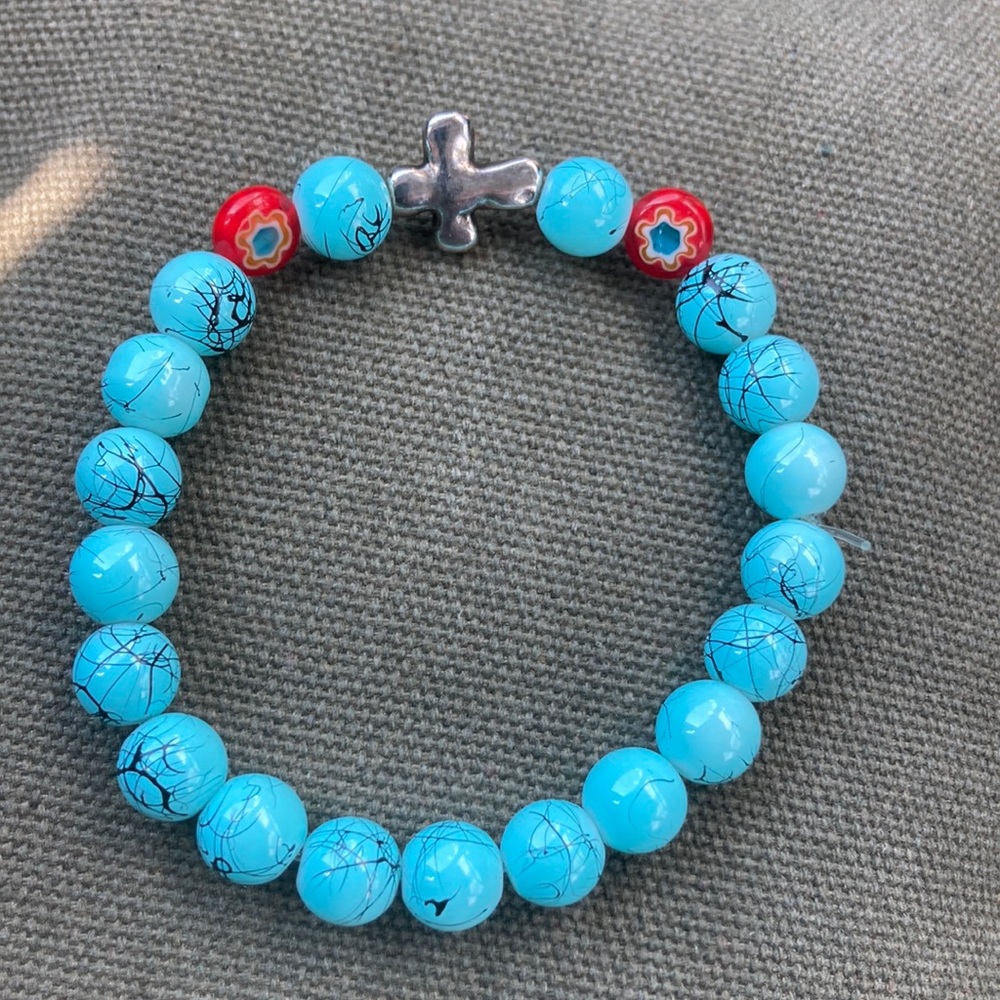 Bracelet unisex glass and plastic beads